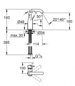 Смеситель для раковины Grohe Essence однорычажный фантомный черный 24176KF1
