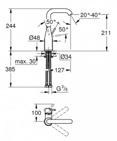 Змішувач для раковини Grohe Essence одноважільний фантомний чорний 24177KF1