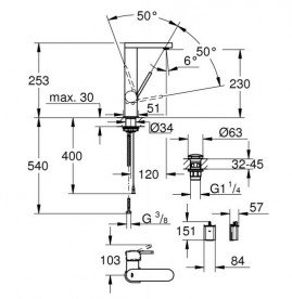 Смеситель для раковины Grohe Plus однорычажный с индикатором температуры хром 23959003
