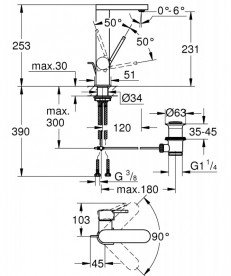 Змішувач для раковини Grohe Plus змішувач L-Size хром 23851003
