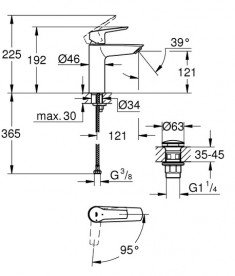 Смеситель для раковины Grohe QuickFix Start однорычажный с донным клапаном черный матовый 237462432