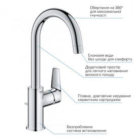 Змішувач для раковини Grohe QuickFix StartEdge одноважільний з донним клапаном хром 24201001