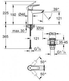 Змішувач для раковини Grohe QuickFix Start одноважільний з донним клапаном хром 24204002