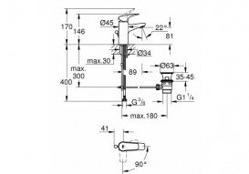 Змішувач для раковини Grohe Start Flow одноважільний із донним клапаном хром 23769000