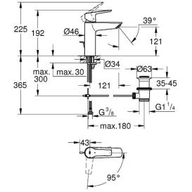 Змішувач для раковини Grohe Start M-Size з донним клапаном хром 23552002