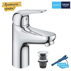 Смеситель для раковины Grohe Swift QuickFix S-Size однорычажный с донным клапаном хром 24318001