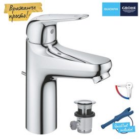 Змішувач для раковини Grohe Swift QuickFix M-Size одноважільний з донним клапаном хром 24328001