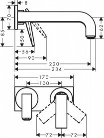 Змішувач для раковини Hansgrohe Axor Citterio настінний шліфований чорний хром 39119340
