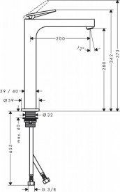 Смеситель для раковины Hansgrohe Axor Citterio однорычажный шлифованный черный хром 39151340