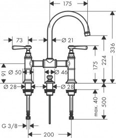Змішувач для раковини Hansgrohe Axor Montreux двухвентильний хром 16511000