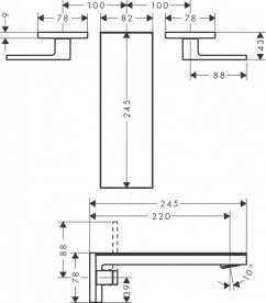 Смеситель для раковины Hansgrohe Axor MyEdition настенный двухрычажный хром/черное стекло 47080600
