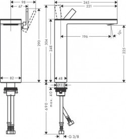 Смеситель для раковины Hansgrohe Axor MyEdition без панели чёрный матовый 47022350