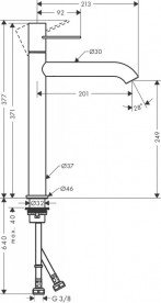 Змішувач для раковини Hansgrohe Axor Uno одноважільний шліфований чорний хром 38034340