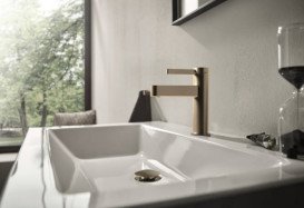 Змішувач для раковини Hansgrohe Finoris CoolStart одноважільний бронза матова 76012140