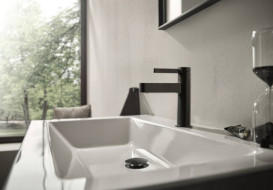 Смеситель для раковины Hansgrohe Finoris CoolStart однорычажный черный матовый хром 76012340