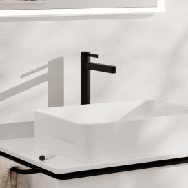 Смеситель для раковины Hansgrohe Finoris CoolStart однорычажный черный матовый 76072670