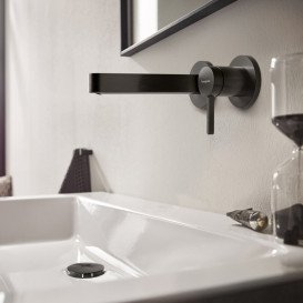 Смеситель для раковины Hansgrohe Finoris настенный черный матовый хром 76051340