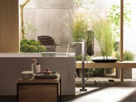 Смеситель для ванной Hansgrohe Metropol напольный с ручным душем однорычажный полированное золото 32532990