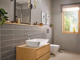 Змішувач для раковини Hansgrohe Rebris E CoolStart зі зливним гарнітуром одноважільний хром 72581000