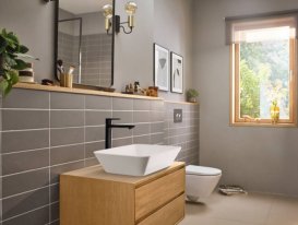 Змішувач для раковини Hansgrohe Rebris E CoolStart із зливним гарнітуром одноважільний чорний матовий 72581670