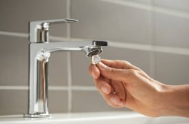 Змішувач для раковини Hansgrohe Rebris E CoolStart EcoSmart+ із зливним гарнітуром одноважільний хром 72589000