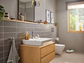 Змішувач для раковини Hansgrohe Rebris E CoolStart EcoSmart+ із зливним гарнітуром одноважільний хром 72589000
