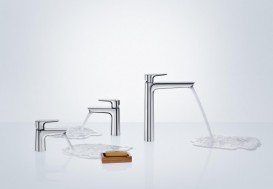 Змішувач для раковини Hansgrohe Talis E CoolStart змішувач із зливним гарнітуром чорний хром шліфований 71713340