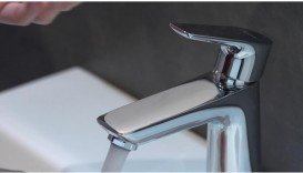 Смеситель для раковины Hansgrohe Talis E CoolStart однорычажный со сливным гарнитуром белый матовый 71713700