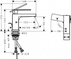 Змішувач для раковини Hansgrohe Tecturis E одноважільний хром 73001000