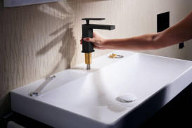 Смеситель для раковины Hansgrohe Tecturis E однорычажный матовый черный 73012670
