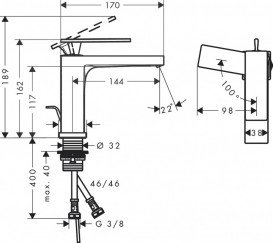 Смеситель для раковины Hansgrohe Tecturis E однорычажный с донным клапаном хром 73014000