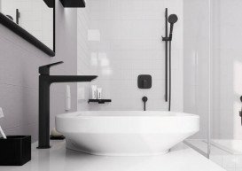 Смеситель для раковины Hansgrohe Tecturis E с гигиеническим душем матовый черный 73210670