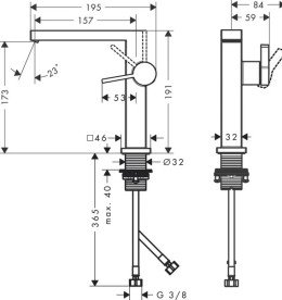 Змішувач для раковини Hansgrohe Tecturis E CoolStart із донним клапаном чорний матовий 73042670