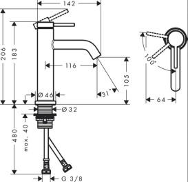 Смеситель для раковины Hansgrohe Tecturis S CoolStart однорычажный бронза 73317140