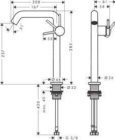 Смеситель для раковины Hansgrohe Tecturis S CoolStart с донным клапаном хром 73373000