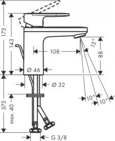 Змішувач для раковини Hansgrohe Vernis Blend з донним клапаном хром 71571000