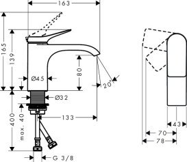 Змішувач для раковини Hansgrohe Vivenis CoolStart одноважільний матовий чорний 75015670