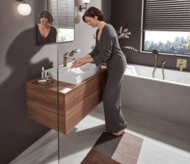 Смеситель для раковины Hansgrohe Vivenis CoolStart однорычажный бронза матовая 75023140