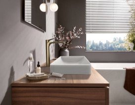 Смеситель для раковины Hansgrohe Vivenis CoolStart с донным клапаном бронза матовая 75044140