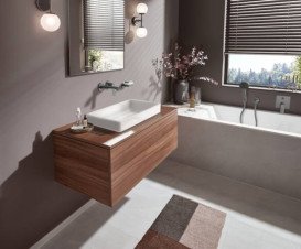 Змішувач для раковини Hansgrohe Vivenis настінний чорний матовий хром 75050340
