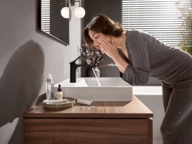 Смеситель для раковины Hansgrohe Vivenis с донным клапаном черный матовый 75020670