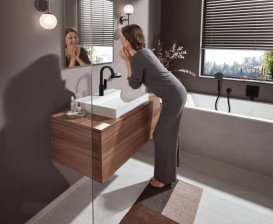 Смеситель для раковины Hansgrohe Vivenis с донным клапаном черный матовый 75030670