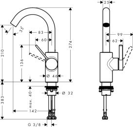 Смеситель для раковины Hansgrohe Zesis S CoolStart однорычажный матовый черный 74741670