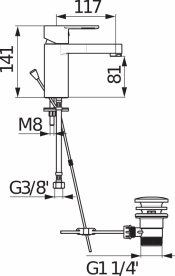 Змішувач для раковини Jika Mio-N змішувач з донним клапаном хром H3111V10041111