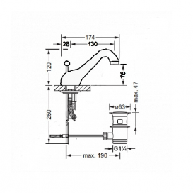 Смеситель для раковины Jorger Delphi Deco врезной на 3 отверстия с донным клапаном хром 129.30.300.000.11