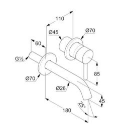 Змішувач для раковини Kludi Bozz настінний одноважільний брошуроване золото PVD 38244N076