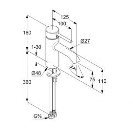 Змішувач для раковини Kludi Bozz одноважільний матовий чорний 382723976