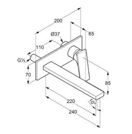 Смеситель для раковины Kludi Decus настенный однорычажный оружейная сталь PVD 54245N275