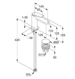 Смеситель для раковины Kludi Decus с донным клапаном хром 542890575