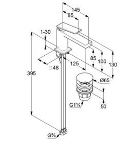 Смеситель для раковины Kludi Decus с донным клапаном оружейная сталь PVD 54266N275